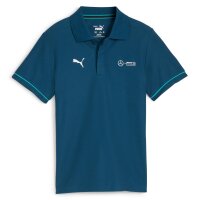 PUMA Mens Polo Shirt - MAPF1 Mercedes Polo, button placket, logo, single-coloured Blue S (Small)
