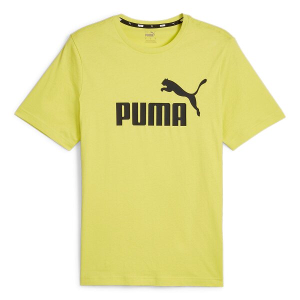 PUMA Herren T-Shirt - ESS Logo Tee, Rundhals, Baumwolle, uni Grün (Lime Sheen) M