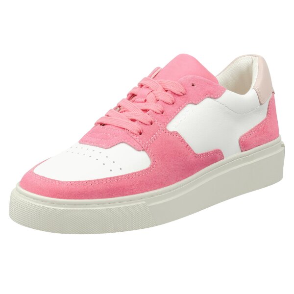 GANT Damen Sneaker - Julice, Schnürschuh, Low, Tennis Style, Leder Weiß/Pink EUR 38