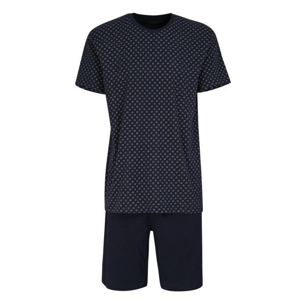 bugatti mens pyjamas, 2-piece set - shorty, short, round neck, cotton