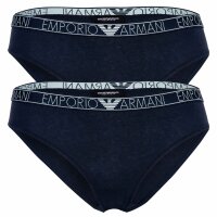 EMPORIO ARMANI Damen Slip, 2er Pack - ESSENTIAL STUDS LOGO, Briefs, Cotton Stretch Blau S