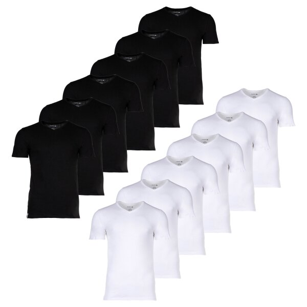 LACOSTE Herren T-Shirts, 6er Pack - Essentials, V-Ausschnitt, Slim Fit, Baumwolle, einfarbig