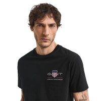 GANT Herren T-Shirt - REG ARCHIVE SHIELD EMB, Rundhals, kurzarm, Stickerei Schwarz S