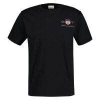 GANT Mens T-shirt - REG ARCHIVE SHIELD EMB, round neck, short sleeve, embroidery Black S (Small)