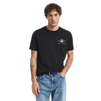 GANT Mens T-shirt - REG ARCHIVE SHIELD EMB, round neck, short sleeve, embroidery Black S (Small)