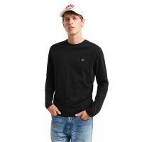 GANT Mens Longsleeve - REGULAR SHIELD LS, Shirt, Round neck, Long sleeve, Cotton Black S (Small)