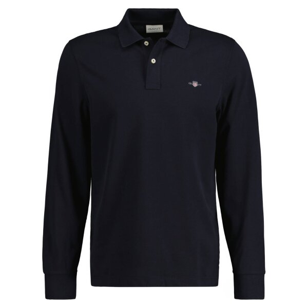 GANT Mens Polo Shirt - REGULAR SHIELD LONGSLEEVE PIQUE RUGGER, long sleeve, logo Black S (Small)