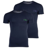 EMPORIO ARMANI Herren T-Shirt, 2er Pack - BOLD MONOGRAM, Rundhals, Slim Fit, Stretch Cotton Marine S