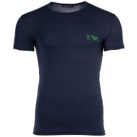 EMPORIO ARMANI Herren T-Shirt, 2er Pack - BOLD MONOGRAM, Rundhals, Slim Fit, Stretch Cotton Marine S