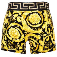 VERSACE Herren Long Boxer - TOPEKA, Trunk, Stretch Cotton, Barocco Muster Schwarz/Gold S