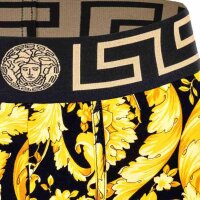 VERSACE Herren Long Boxer - TOPEKA, Trunk, Stretch Cotton, Barocco Muster Schwarz/Gold S