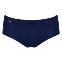 Sloggi Damen Midi-Slip, 4er Pack - Basic+Midi C4P, Unterwäsche, Baumwolle, Spitze, Logo, einfarbig Weiß/Blau 2XL