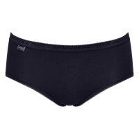 Sloggi Damen Midi-Slip, 4er Pack - Basic+Midi C4P, Unterwäsche, Baumwolle, Spitze, Logo, einfarbig Schwarz/Weiß/Grau/Blau 3XL