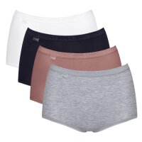 Sloggi Womens Maxi Briefs, 4-Pack - Basic+ Mixi C4P, Underwear, Cotton, Lace, Logo, solid color White/Black/Brown/Grey 5XL (XXXXX-Large)
