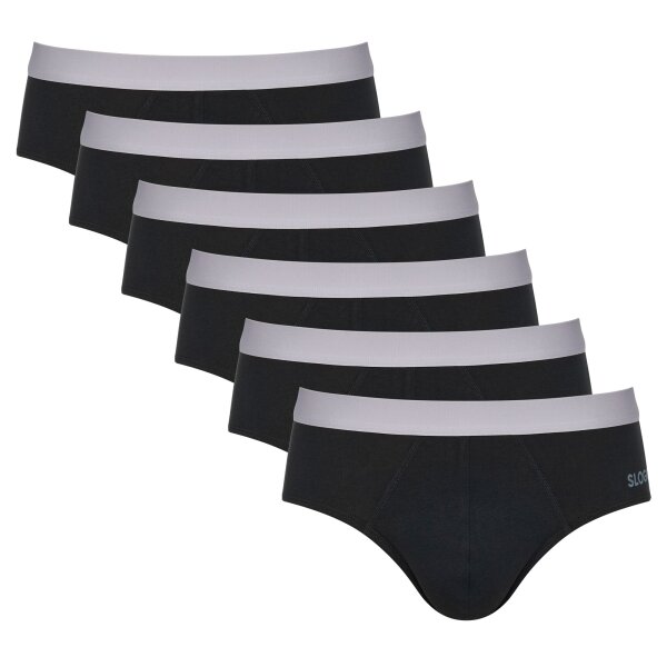 Sloggi Herren Slips 6er Pack - Brief GO ABC 2.0, Unterhosen, Baumwolle Schwarz M