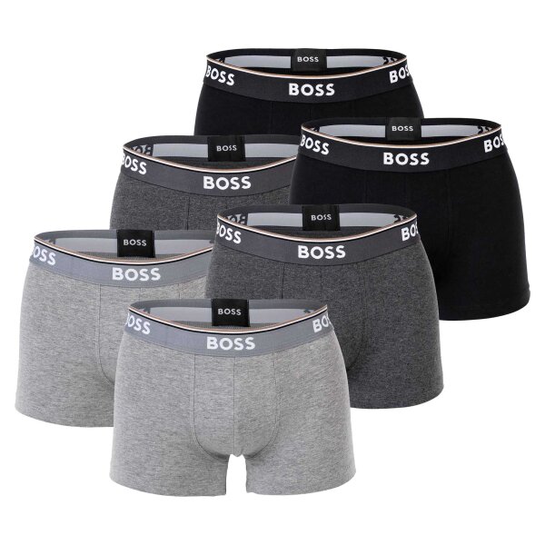 BOSS Mens Trunks, 6-pack - 6P Power, Boxer Shorts, Cotton Stretch, Logo, uni Grey L (Large)