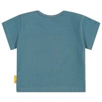 Steiff Baby T-Shirt - Basic, Kurzarm, Teddy-Applikation, Cotton Stretch, uni Mittelblau (Bluestone) 74
