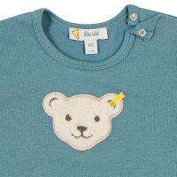 Steiff Baby T-Shirt - Basic, Kurzarm, Teddy-Applikation, Cotton Stretch, uni Mittelblau (Bluestone) 74