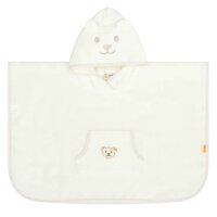 Steiff Baby Badeponcho - Kapuze, Teddymotiv, Baumwoll-Frottee, 68x50cm Weiß One size