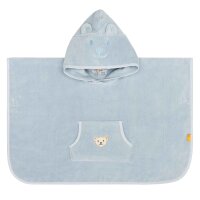 Steiff Baby Badeponcho - Kapuze, Teddymotiv, Baumwoll-Frottee, 68x50cm Hellblau One size