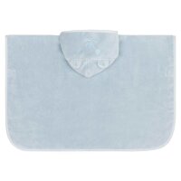 Steiff Baby Badeponcho - Kapuze, Teddymotiv, Baumwoll-Frottee, 68x50cm Hellblau One size