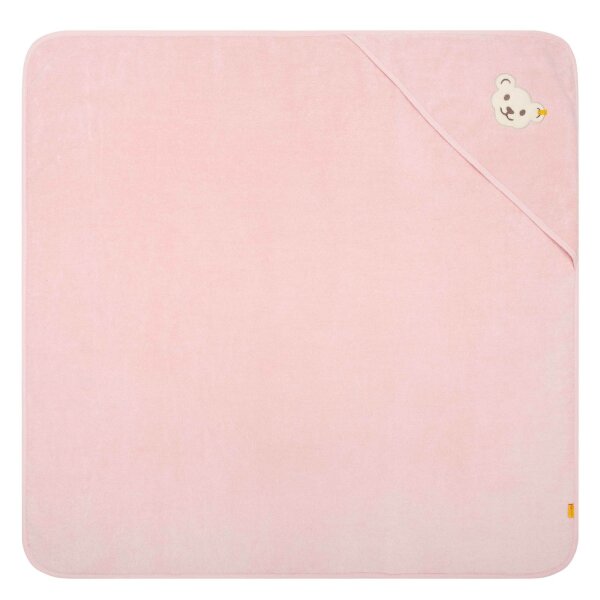 Steiff Baby Badetuch mit Kapuze - Teddymotiv, Baumwoll-Frottee, uni, 100x100cm Rosa One size