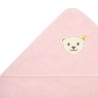 Steiff Baby Badetuch mit Kapuze - Teddymotiv, Baumwoll-Frottee, uni, 100x100cm Rosa One size