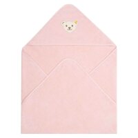 Steiff baby bath towel with hood - teddy bear motif, cotton terry towelling, uni, 100x100cm Light Pink One size