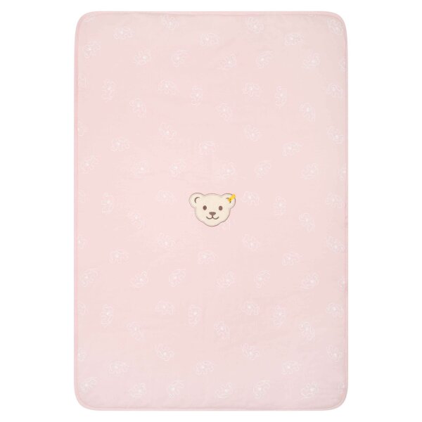 Steiff Baby Decke - Teddymotiv, gefüttert, Jersey, Stretch Baumwolle, 65x95cm Rosa One size