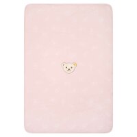 Steiff baby blanket - teddy bear motif, lined, jersey, stretch cotton, 65x95cm Light Pink One size