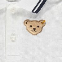 Steiff childrens polo shirt, long sleeves - basic, button placket, teddy bear motif, cotton, uni White 104