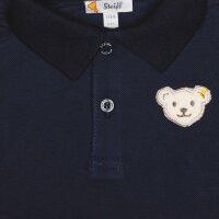 Steiff Kinder Poloshirt, langarm - Basic, Knopfleiste, Teddymotiv, Baumwolle, uni Dunkelblau 92
