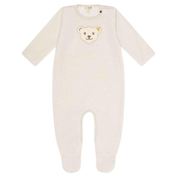 Steiff Baby Romper - Bodysuit, Cotton, Bear, Logo, Press Studs, long sleeves, solid color Beige 86