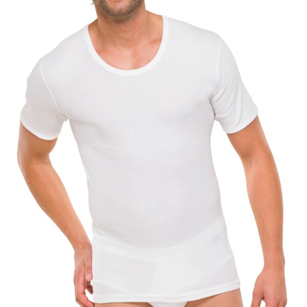 SCHIESSER Herren 1/2 Arm T-Shirt - Jacke, Cotton Essentials, Doppelripp, Weiß 5 (Gr. Medium)