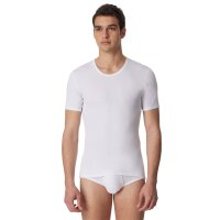 SCHIESSER Men 1/2 Sleeve T-Shirt - Jacket, Cotton Essentials, Double Rib - White 5 (Gr. Medium)