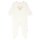 Steiff Baby Strampler - Einteiler, Baumwolle, Bär, Streifen, Druckknöpfe, Logo, langarm Beige/Weiß 86