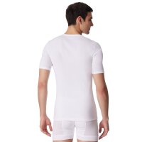 SCHIESSER Mens 1/2 Sleeve T-Shirt - Jacket, Cotton Essentials, Fine Rib, White 5 (Gr. Medium)