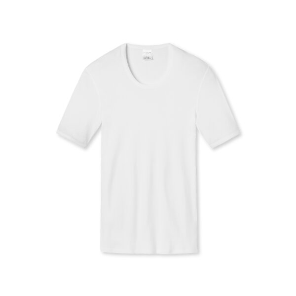 SCHIESSER Mens 1/2 Sleeve T-Shirt - Jacket, Cotton Essentials, Fine Rib, White 6 (Gr. Large)