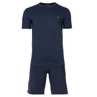 EMPORIO ARMANI Mens Pyjama Set 2-piece - ENDURANCE, Round Neck, Short, Stretch Cotton Navy M (Medium)