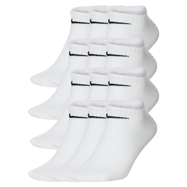 NIKE Unisex 12-Pack Sneaker Sports Socks - Everyday, Lightweight No Show, unicoloured White 38-42 (UK 5-8)