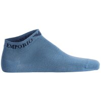 EMPORIO ARMANI mens sneaker socks, 3-pack - CASUAL COTTON, logo Navy/nude/blue 44-47