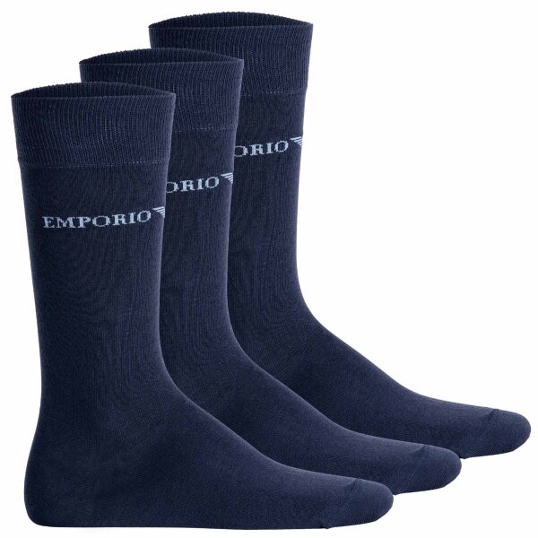 EMPORIO ARMANI Herren Socken, 3er Pack - CASUAL COTTON, Kurzsocken, One Size Marine 40-45