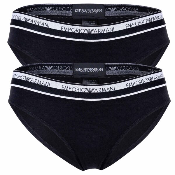 EMPORIO ARMANI Womens Briefs, 2 Pack - ICON LOGOBAND, Briefs, Cotton Stretch Black S (Small)