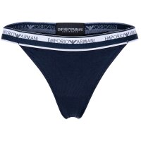 EMPORIO ARMANI Damen String, 2er Pack - ICON LOGOBAND, T-Thong, Cotton Stretch Marine S