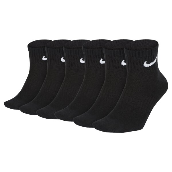NIKE Unisex 6er Pack Sportsocken - Everyday, Lightweight No Show Ankle, einfarbig Schwarz 34-38