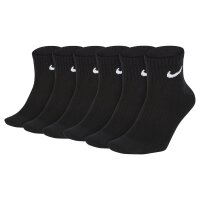 NIKE Unisex 6-Pack Sports Socks - Everyday, Lightweight No Show Ankle, unicoloured Black 34-38 (UK 2-5)