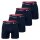 Champion Herren Boxershorts, 4er Pack - Baumwolle, Logobund, einfarbig Marine S