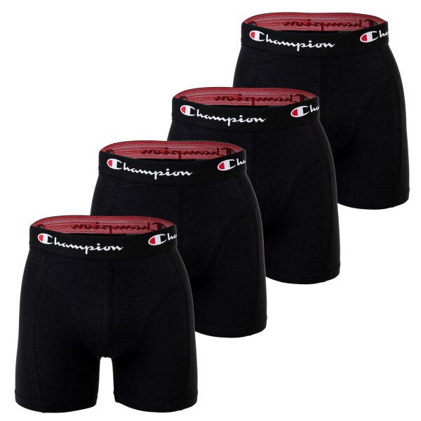 Champion mens boxer shorts, 4-pack - cotton, logo waistband, solid colour Black 2XL (XX-Large)