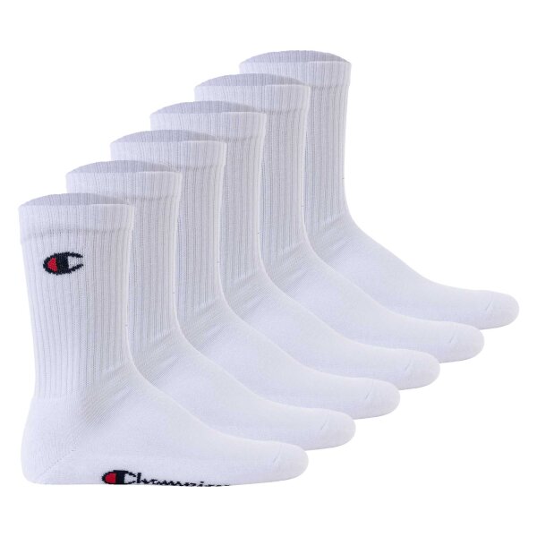 Champion Unisex Socken, 6 Paar - Crew Socken Basic Weiß EU 43-46