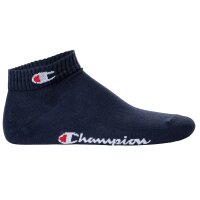 Champion Unisex Socken, 6er Pack - Quarter Socken, Basic, Logo Blau/Weiß/Grau EU 43-46